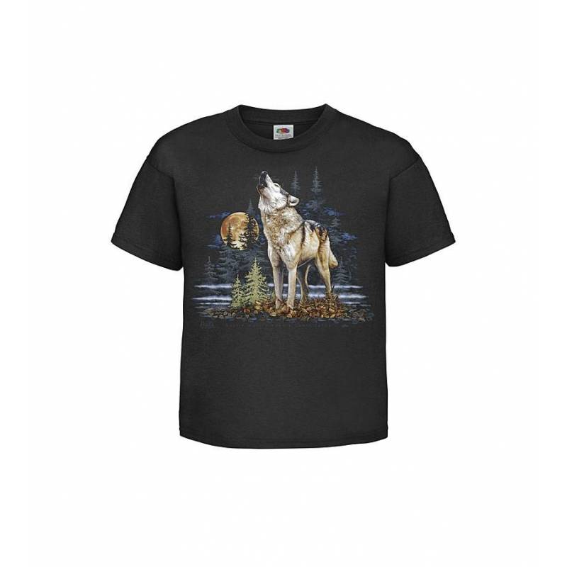 Black Howling wolf Kids T-shirt