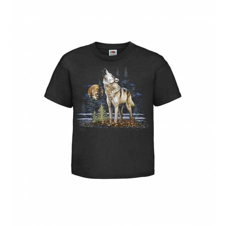 Black Howling wolf Kids T-shirt