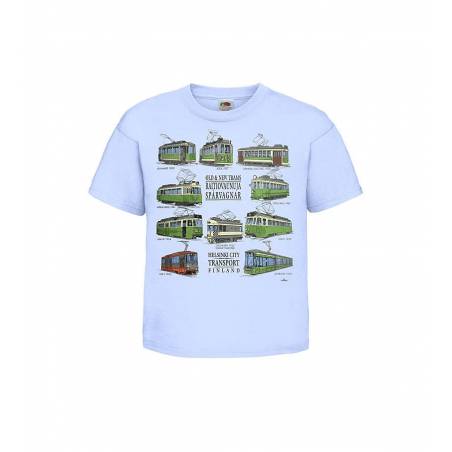 Sky Blue Old and new Trams Kids T-shirt