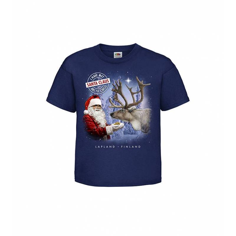Navy Blue I have met Santa Kids T-shirt