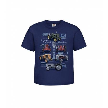 Navy Blue Classic tractors Kids T-shirt