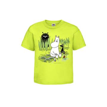 Lime Moomin is fishing  Kids T-shirt