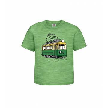 Meleerattu vihreä retro DC Vanha Raitiovaunu Lasten T-paita