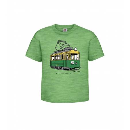 Meleerattu vihreä retro DC Vanha Raitiovaunu Lasten T-paita