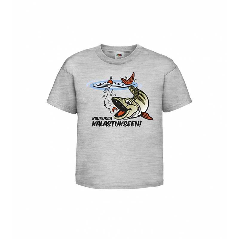 Melerattu Harmaa Koukussa kalastukseen Lasten T-paita