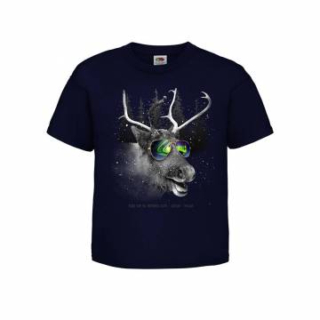 Deep Navy DC Reindeer and shades Kids T-shirt