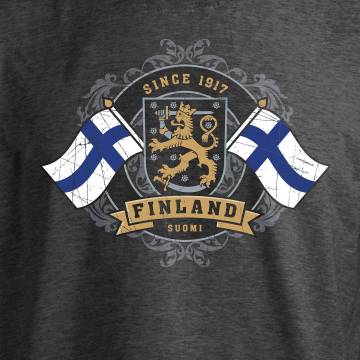 Golden Crowned Lion and Finnish flags T-shirt