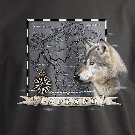 Lapland´s map and wolf T-shirt