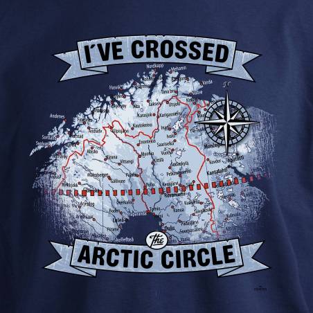 Syvänsininen I´ve crossed the Arctic Circle T-paita