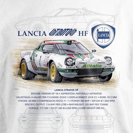 Valkoinen DC Lancia Stratos T-paita