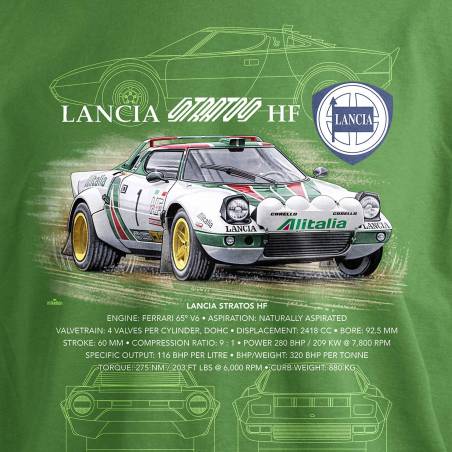 Kirkas vihreä DC Lancia Stratos T-paita