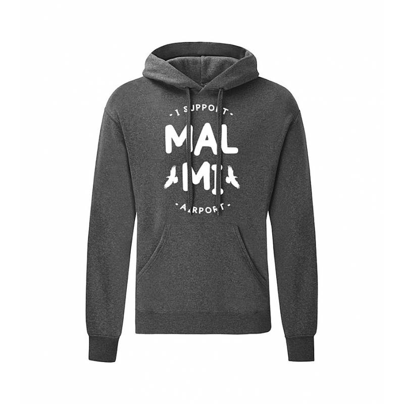 Dark melange gray I Support Malmi Airport Hoodie