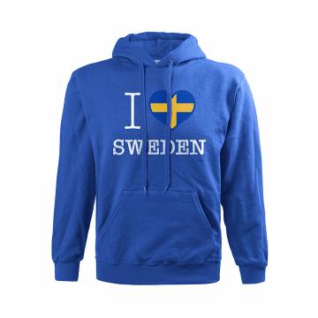 Royal Blue I Love Sweden hooded sweat