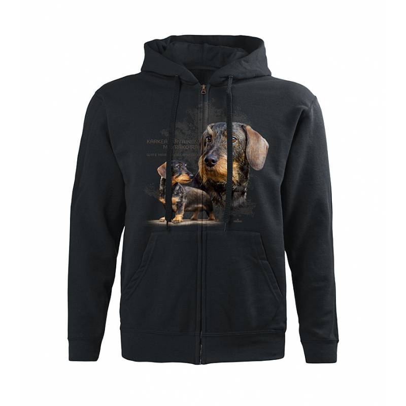 Black DC Wire-Haired Dachshund Hooded Jacket