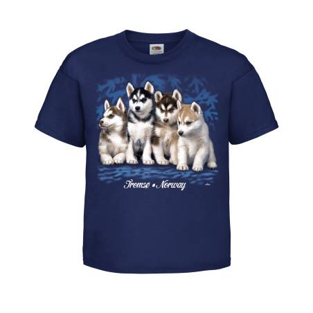 Navy Blue Husky puppies Tromsö Norway Kids T-shirt