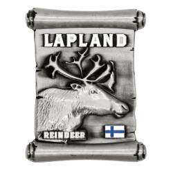 Värikäs Reindeer Lapland Metal Roll Magnet Silver