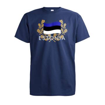 Tummansininen DC Estonia Lippu + lehvät T-paita