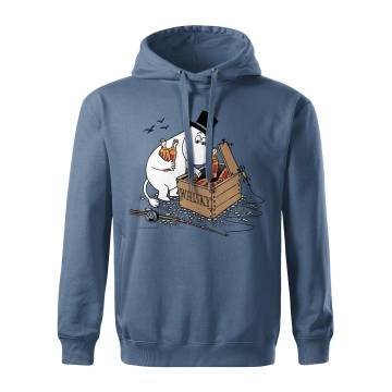Steel Blue Moominpappa and  whisky case Hooded Sweat