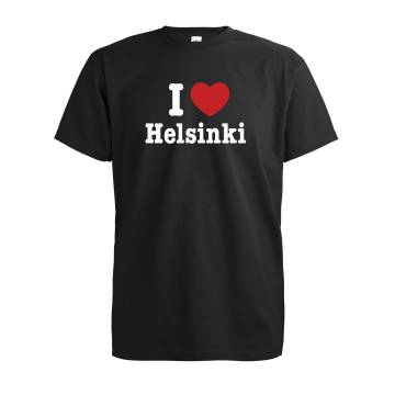 Musta I love Helsinki T-paita DTF