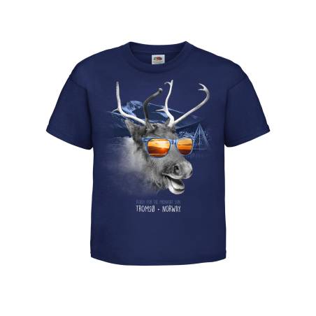 Navy Blue Reindeer, Midnight Sun Tromsö Kid´s T-shir
