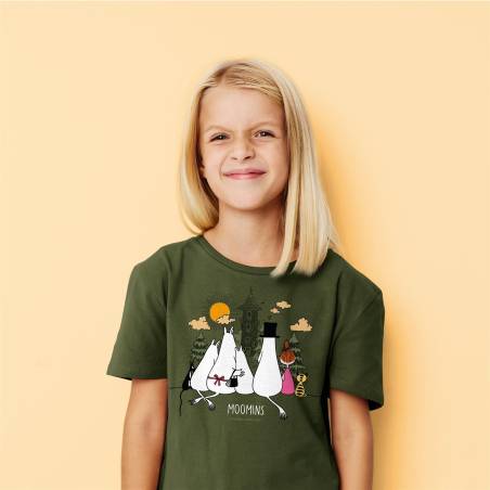 Military Green Moomin Family Kid´s Organic cotton T-shirt