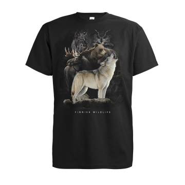 Musta DC Susi Finnish Wildlife T-paita