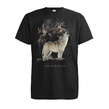 Musta DC Susi Finnish Wildlife T-paita