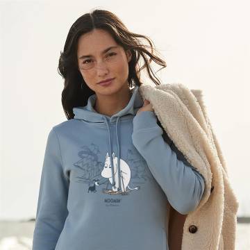 Blue fog Moomintroll is skiing Hooded Sweat