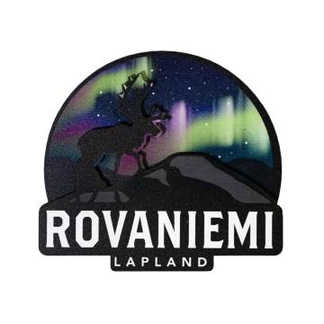 Värikäs Rovaniemi Reindeer Magnet