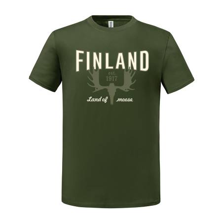 Military Green FIN Land of Moose T-shirt