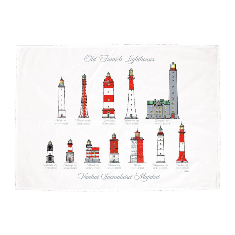 White Finnish lighthouses Kitchen towel