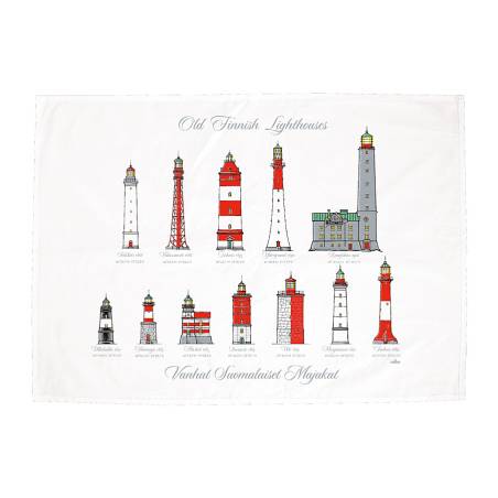 White Finnish lighthouses Kitchen towel