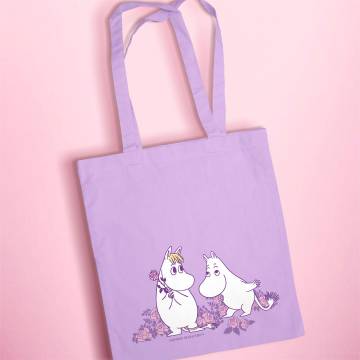 Lila Moomins and roses Tote bag
