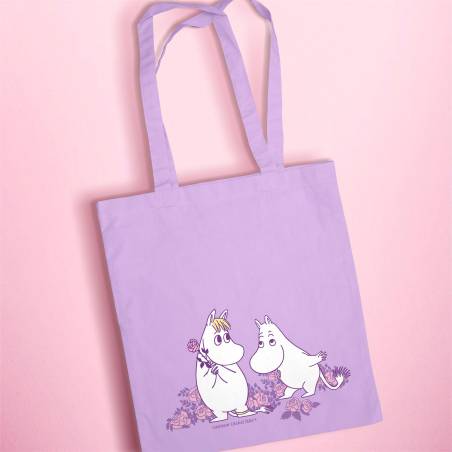 Lila Moomins and roses Tote bag