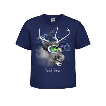 Navy Blue Reindeer, Aurora Borealis Tromsö Kid´s T-shir