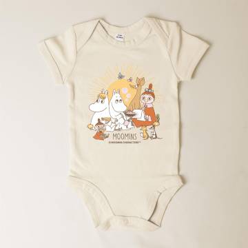 White Moomins & Friends Baby Body, Org.cotton