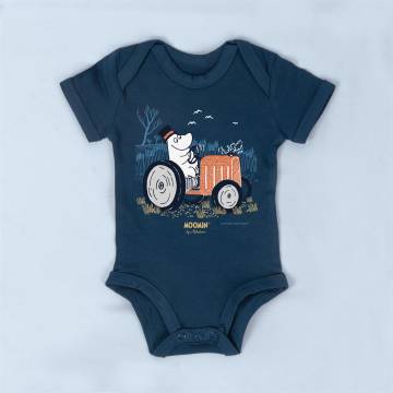 Petrol blue Moominpappa and trakctor Baby Body