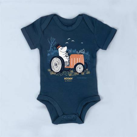 Petrol blue Moominpappa and trakctor Baby Body